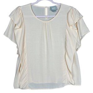 Anthropologie Maeve Flutter Sleeve Light Peach Blouse Top MED‎ Boho Fairy